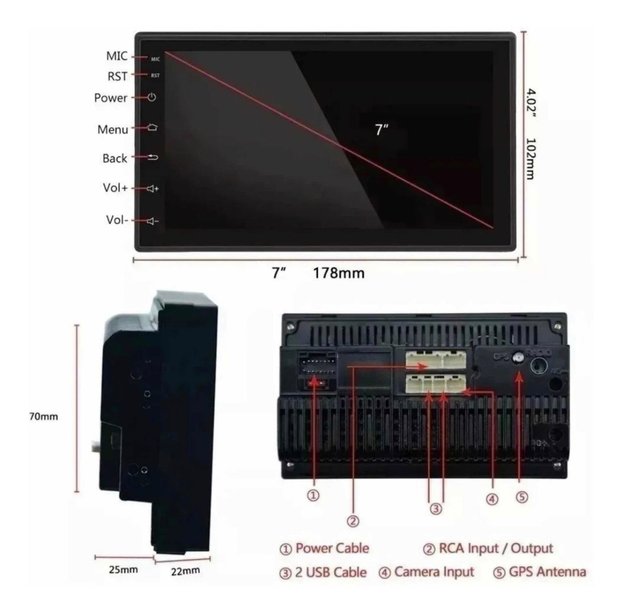 Radio pantalla 7¨Android Auto / Apple Carplay 2gb 32gb+ Lleva tu auto a otro nivel + REGALO