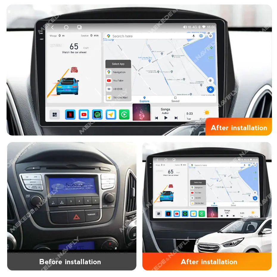 Combo RADIO + BISEL - Hyundai Tucson 2009-2015 - 2GB RAM + 32GB ROM - Pantalla IPS