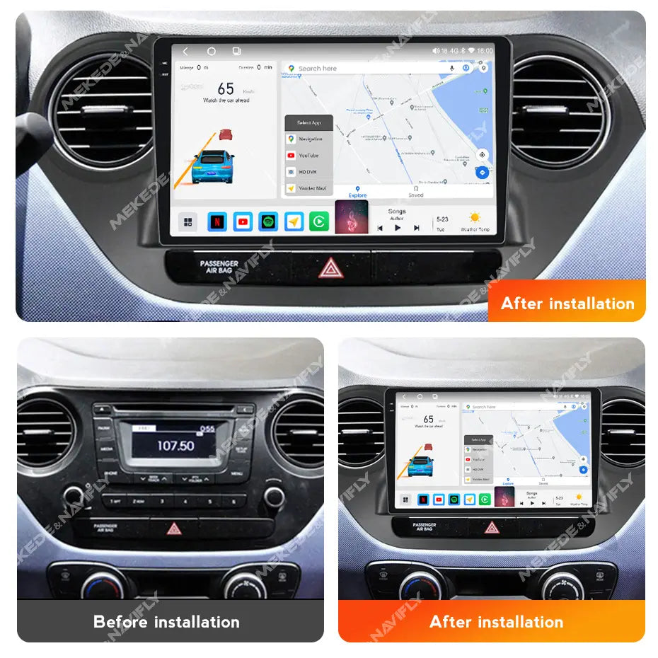 Combo RADIO + BISEL - Hyundai i10 2014-2017 - 2GB RAM + 32GB ROM - Pantalla IPS