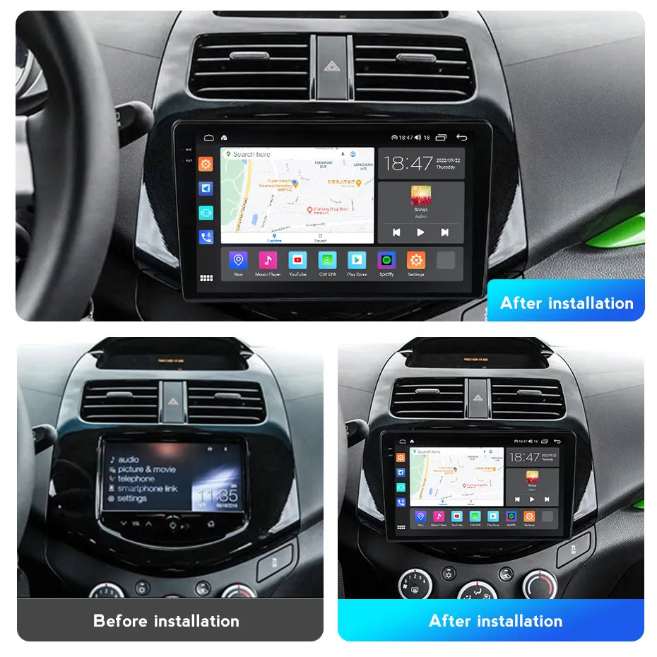 Combo RADIO + BISEL - Chevrolet Spark 2010-2014 - 2GB RAM + 32GB ROM - Pantalla IPS