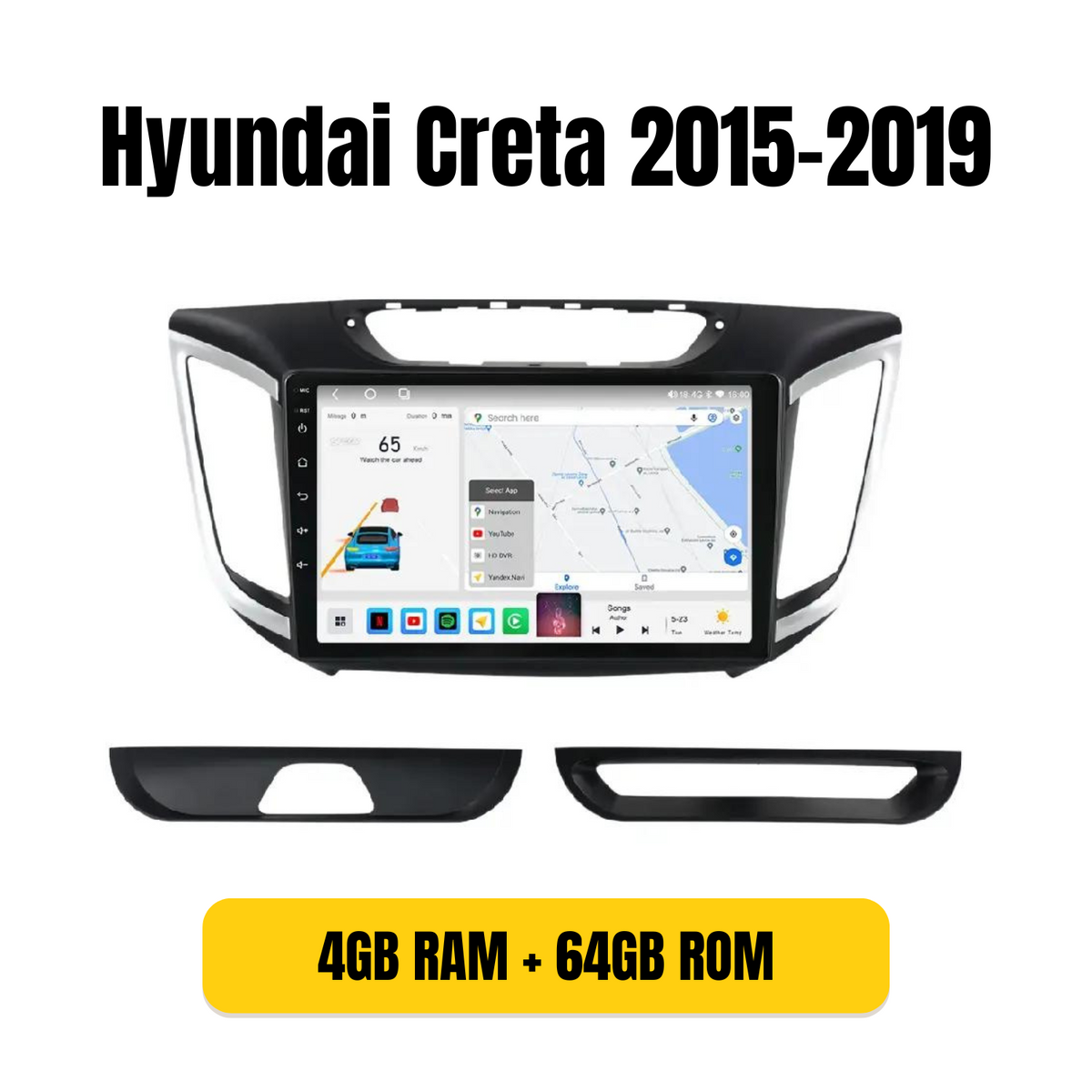Radio Android con bisel para Hyundai Creta 2015-2019, 4GB/64GB QLED