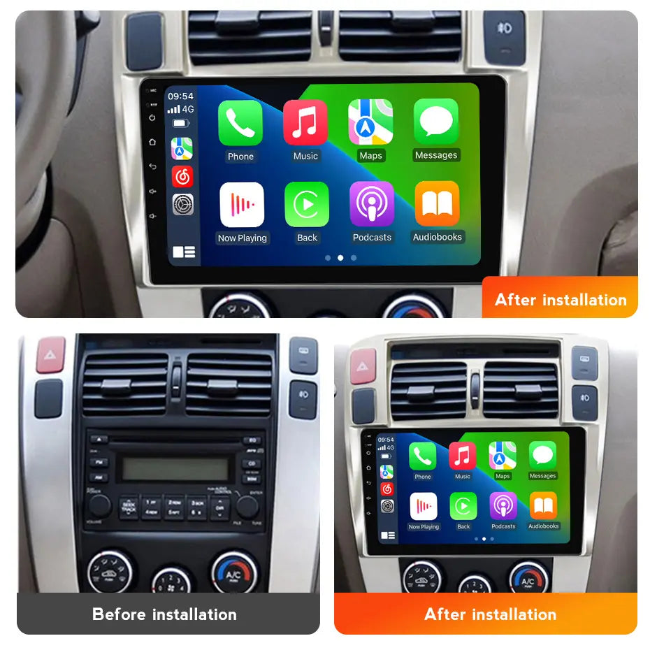 Combo RADIO + BISEL - Hyundai Tucson 2004-2009 - 4GB RAM + 64GB ROM - Pantalla QLED