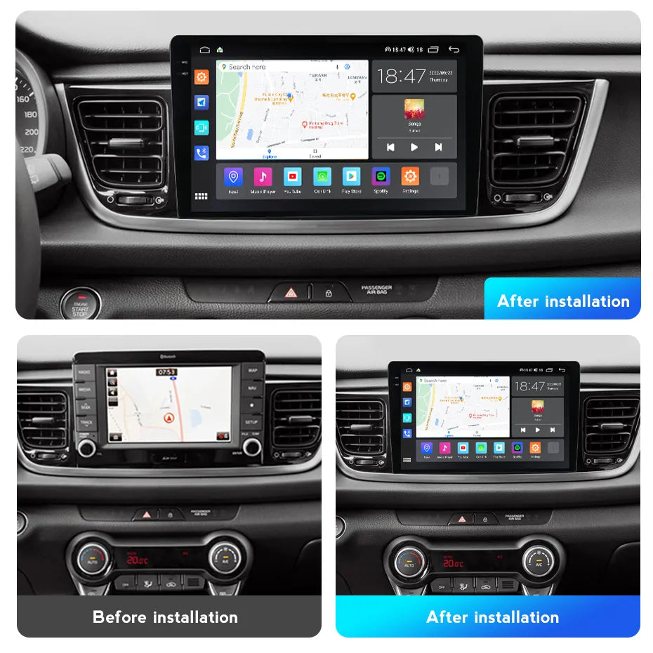 Combo RADIO + BISEL - Kia Rio 2017-2019 - 2GB RAM + 32GB ROM - Pantalla IPS