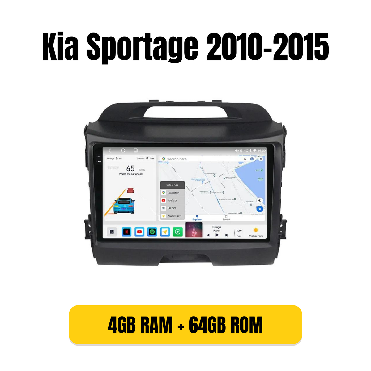 Radio Android con bisel para Kia Sportage 2010-2015, 4GB/64GB QLED