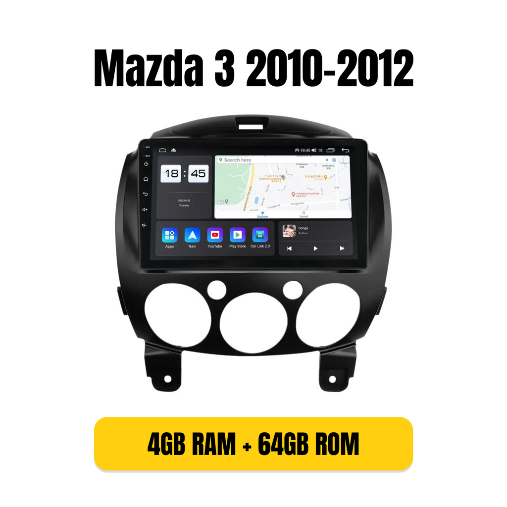 Radio Android con bisel para Mazda 2 2007-2014, 4GB/64GB QLED