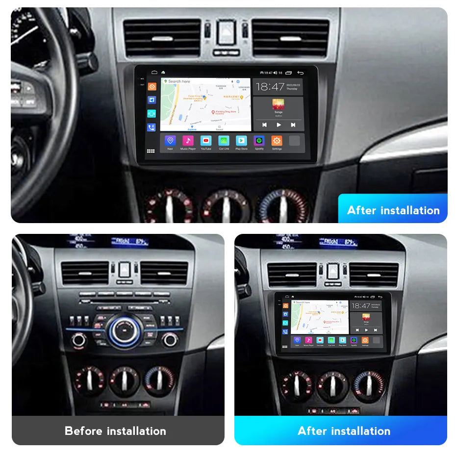 Radio Android con bisel para Mazda 3 2010-2012, 4GB/64GB QLED — foto 2
