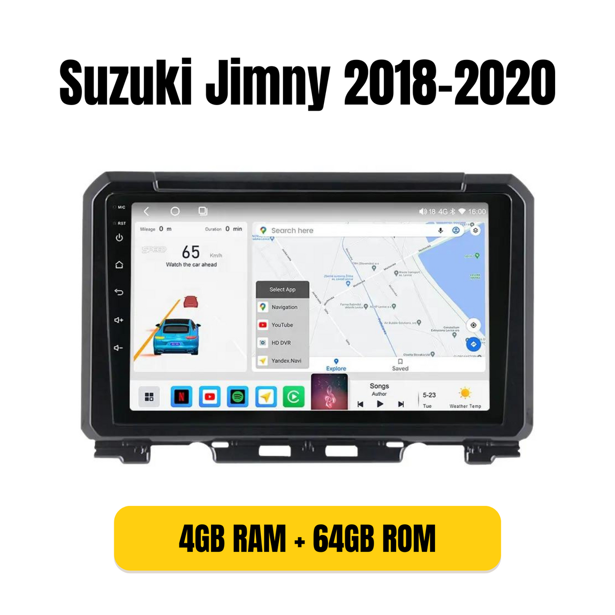 Radio Android con bisel para Suzuki Jimny 2018-2020, 4GB/64GB QLED