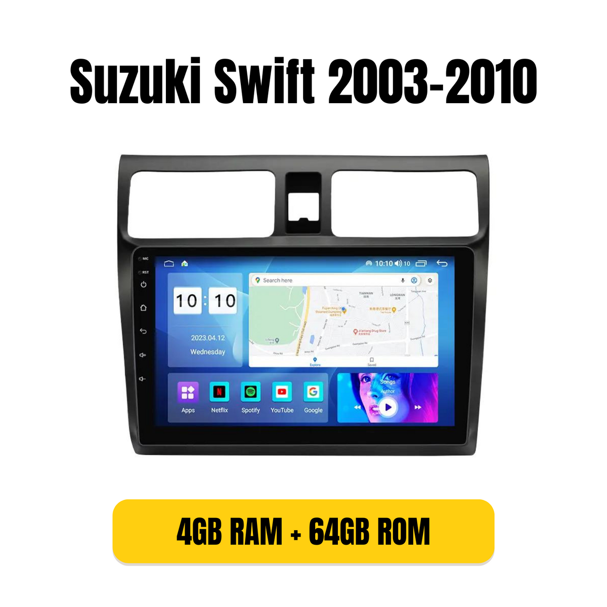 Radio Android con bisel para Suzuki Swift 2003-2010, 4GB/64GB QLED