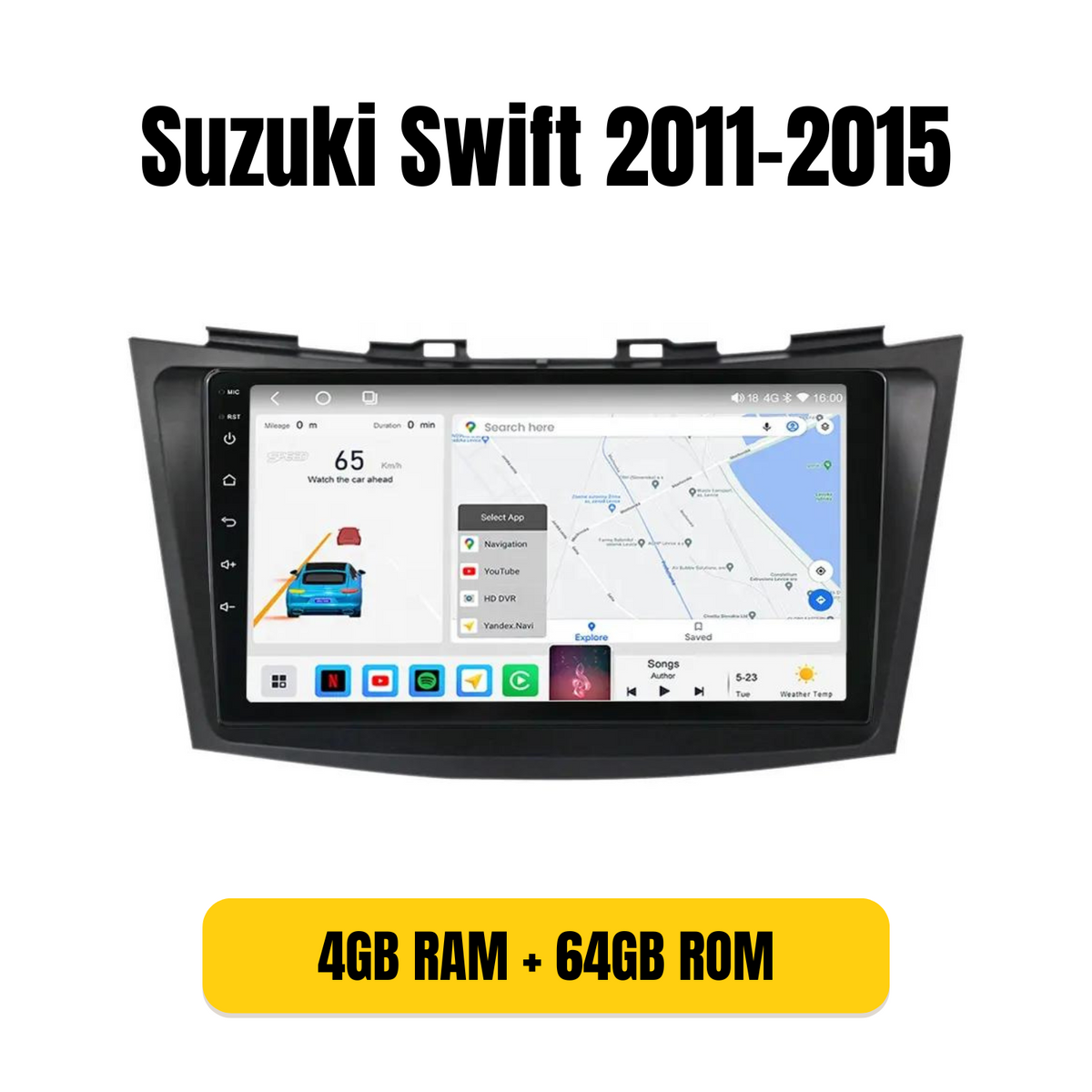 Radio Android con bisel para Suzuki Swift 2011-2015, 4GB/64GB IPS
