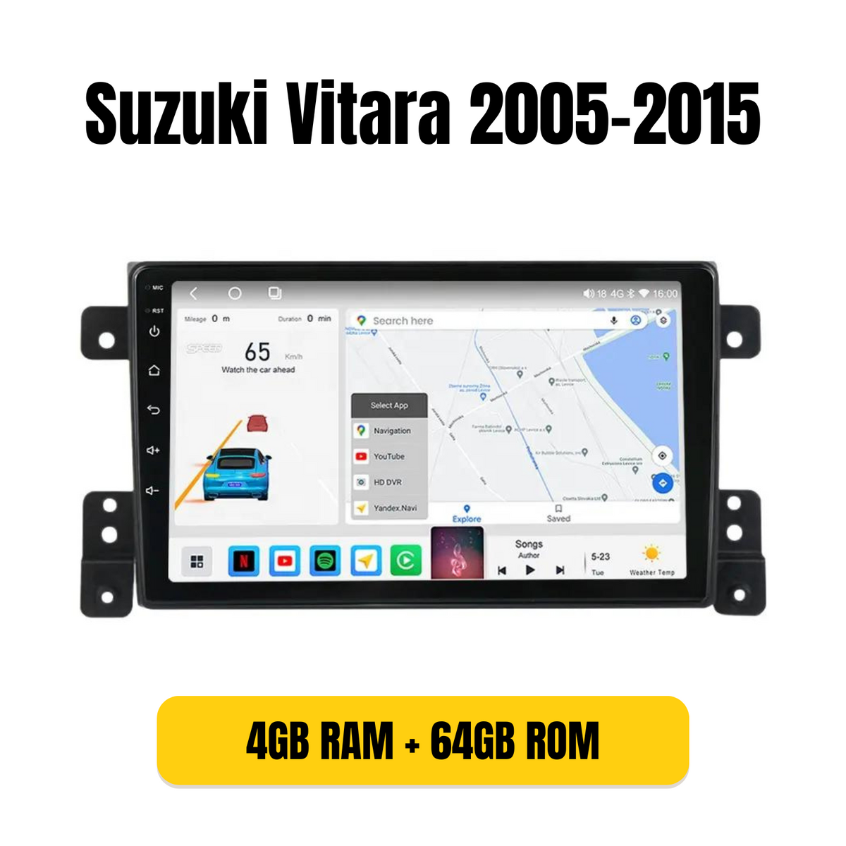 Radio Android con bisel para Suzuki Vitara 2005-2015, 4GB/64GB QLED