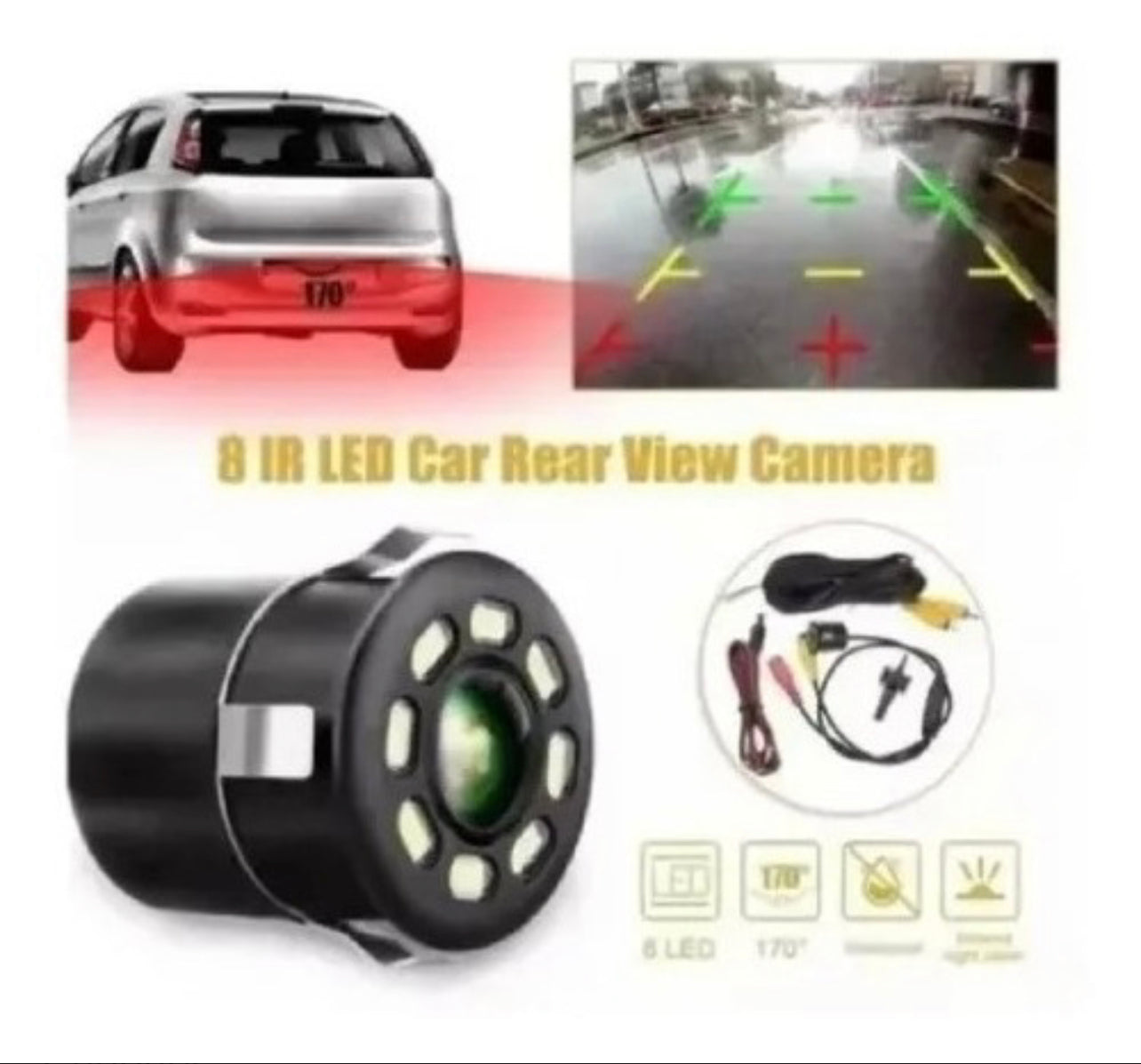 Cámara de reversa embutida para Auto (redonda) FULL HD Visión nocturna